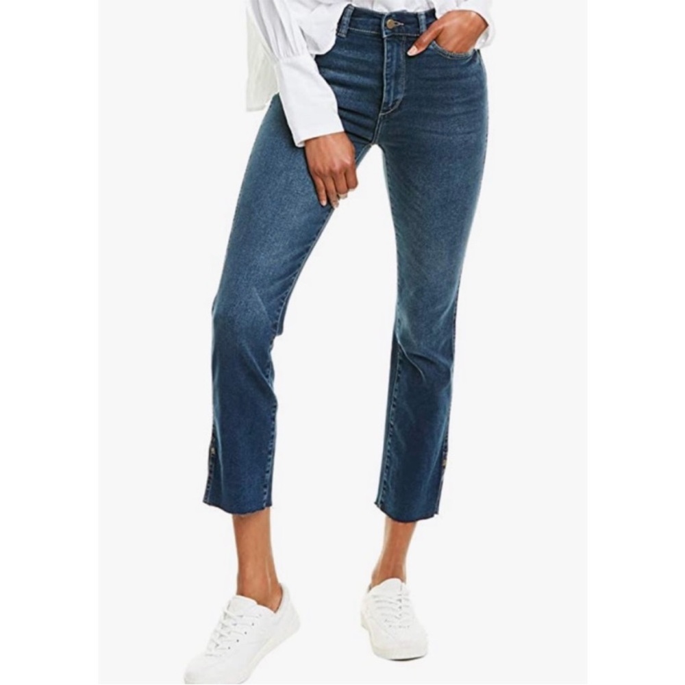 Mara Ankle High Rise Instasculpt Straight Jeans Roswell size 28 split hem
